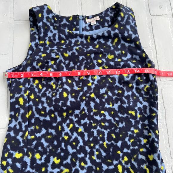 GAP Blue Cheetah Stretch Sleeveless shift dress -sz xs - Picture 4 of 6